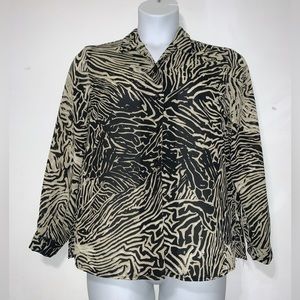 Vintage Russell Kemp Petite Tiger Print Blouse Size Medium